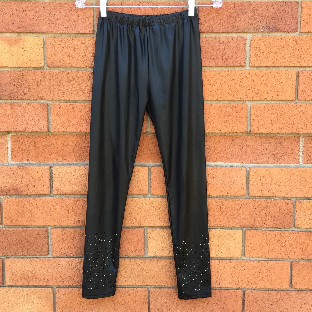 MILK Black Studded Crop Leggings Faux Leather XS